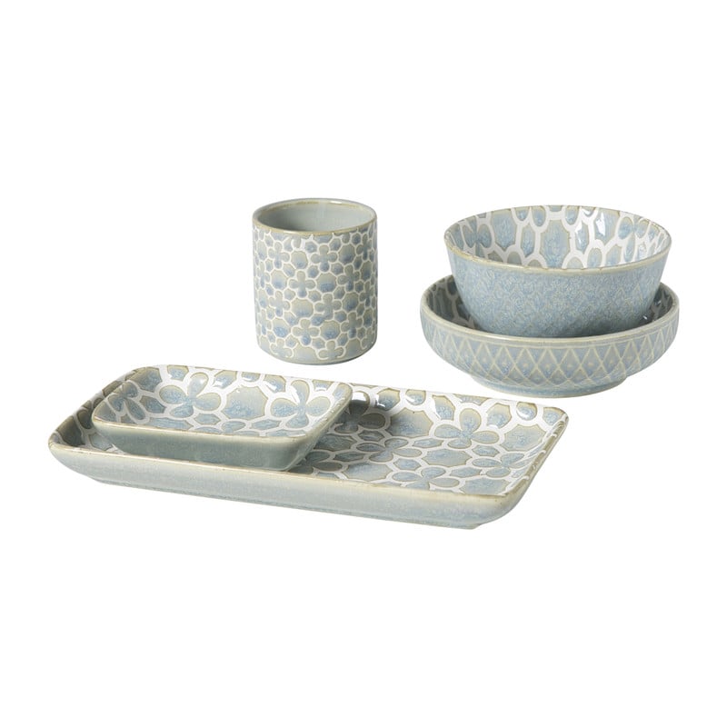 Schaaltje Nori rond - lichtblauw/wit - &Oslash;10.5x5.8 cm