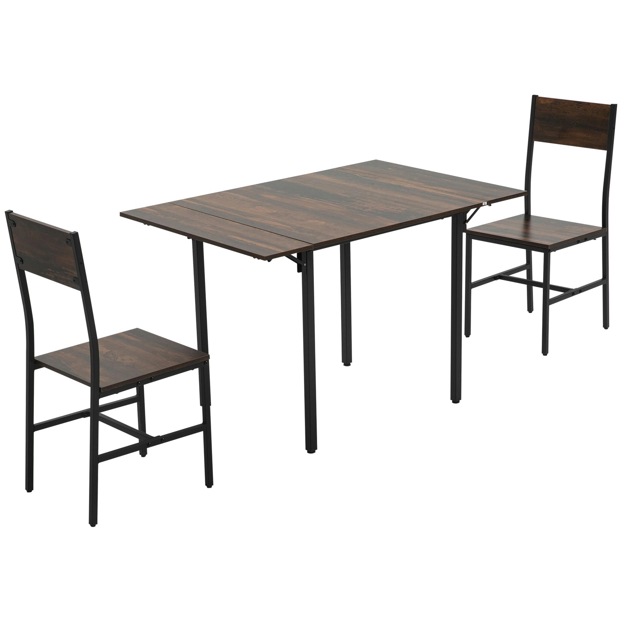 - Ensemble table à manger extensible 80-118 cm 2 places style industriel