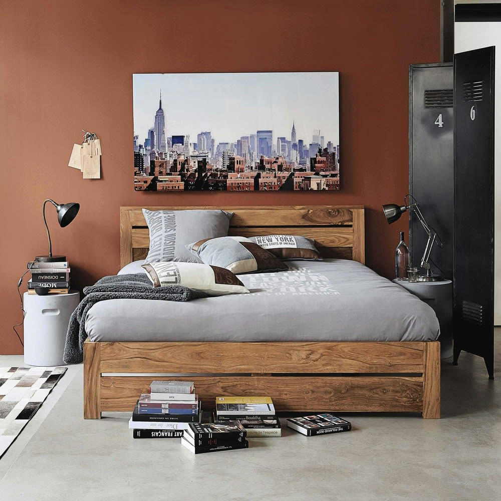 Lenoty - Coussin en coton blanc et marron imprimé 30x50