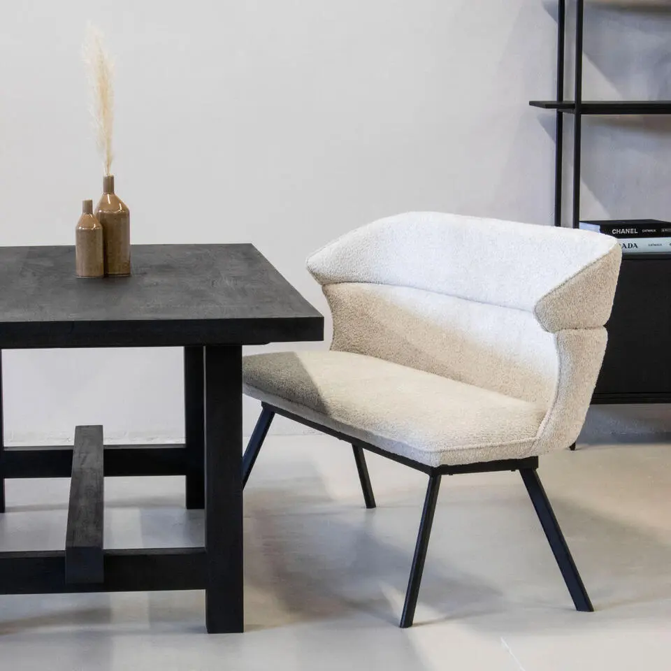 Eetkamerbank Rechthoek - Beige Stof - 160x60x88cm - Avery