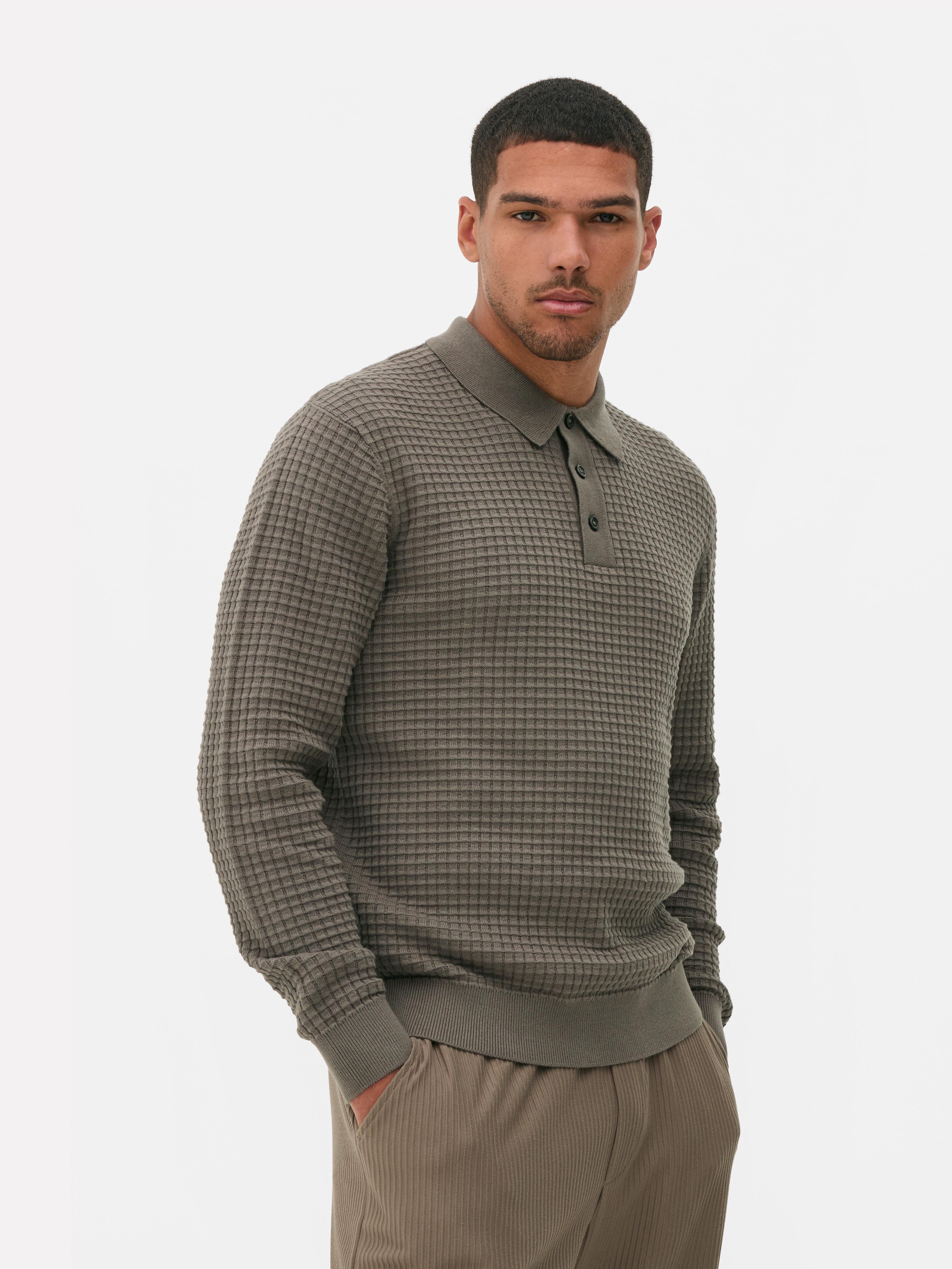 Textured Polo Sweater