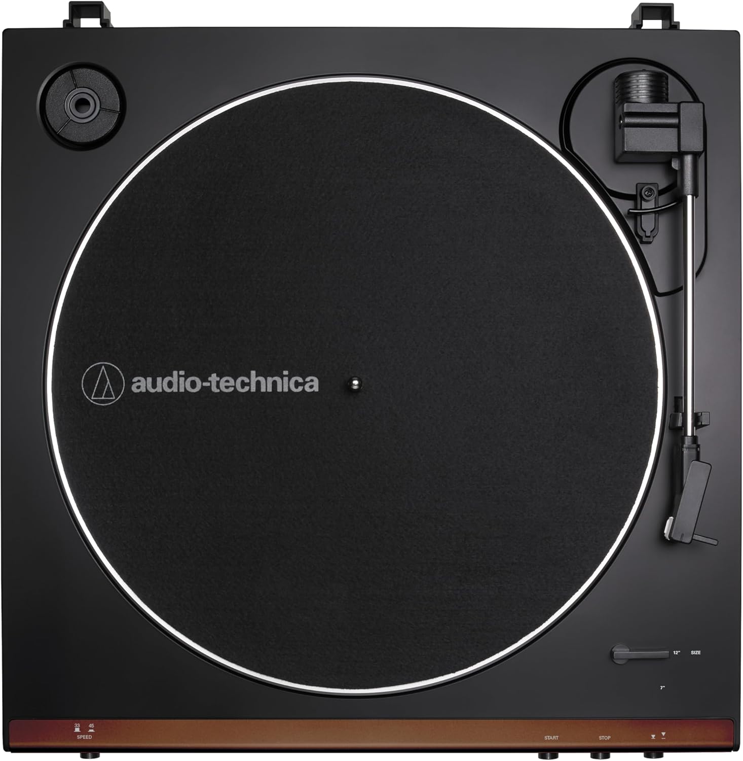 Audio-Technica At-LP60X-BW Fully Automatic Belt-Drive Stereo Turntable, Hi-Fi, 2 Speed, Dust Cover, Anti-Resonance, Die-Cast Aluminum Platter Brown
