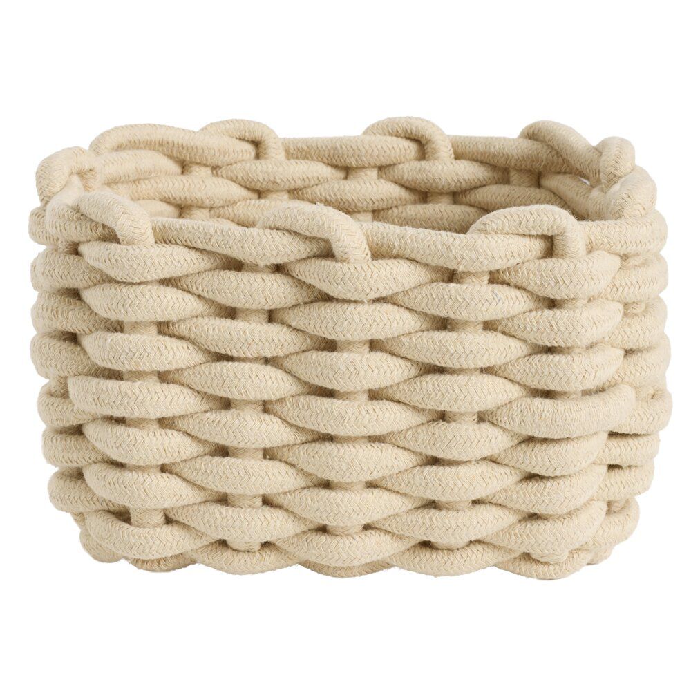 Panière salle de bain tissu tressé 20x15xH13cm (2 modèles beige ou rose)