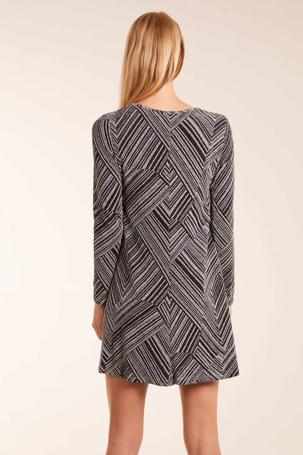Blue Vanilla Stripe Glittery Long Sleeve Shift Dress