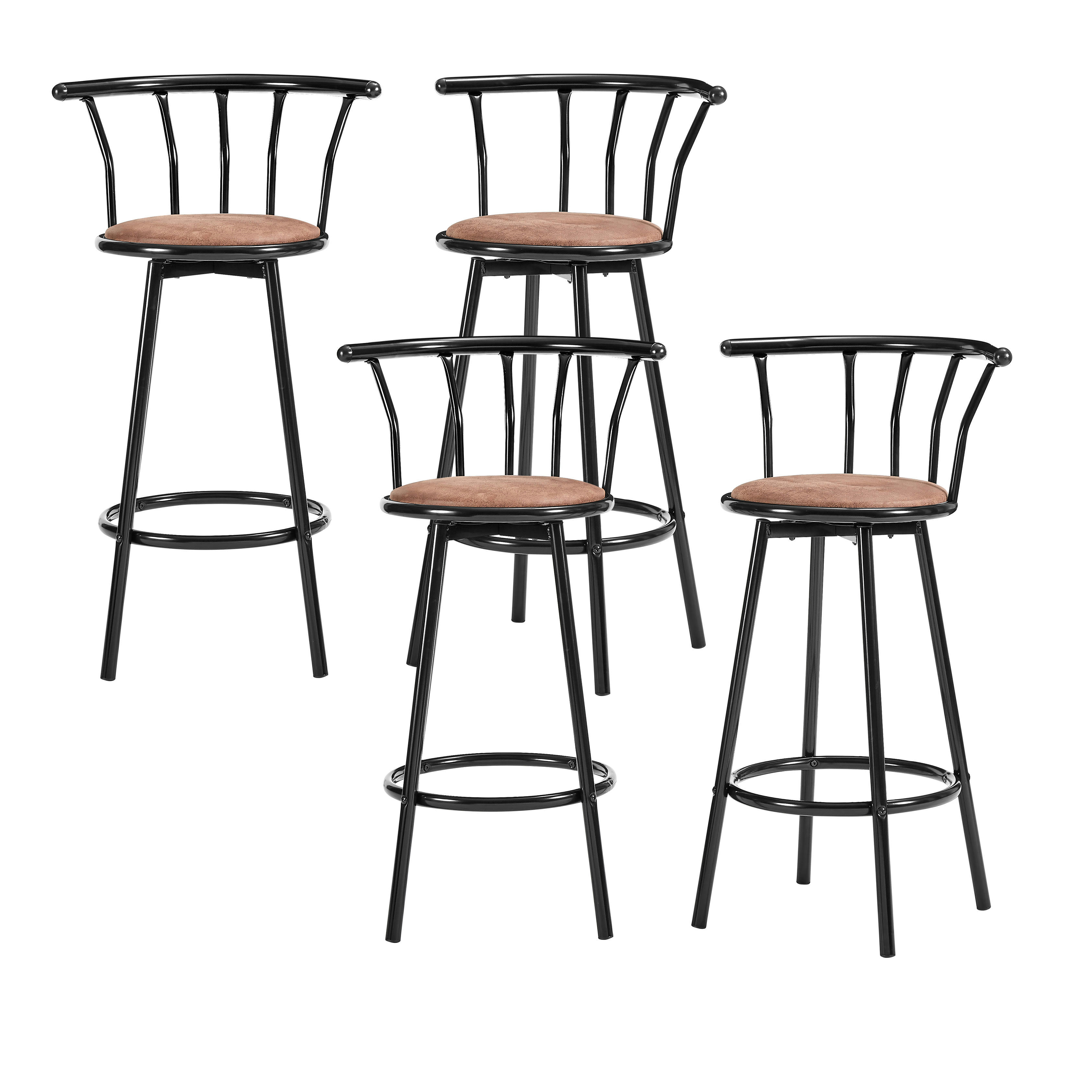 BISTROT - Lot de 4 tabourets en  marron piètement noir