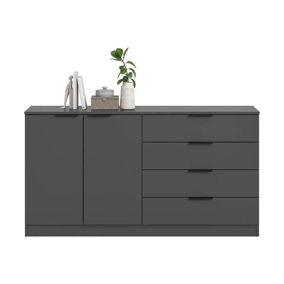 Hioshop Kopenhagen dressoir 4 laden- 2 deuren antraciet