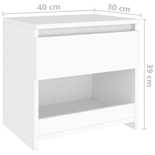 NNEVL Bedside Cabinet White 40x30x39 cm Chipboard