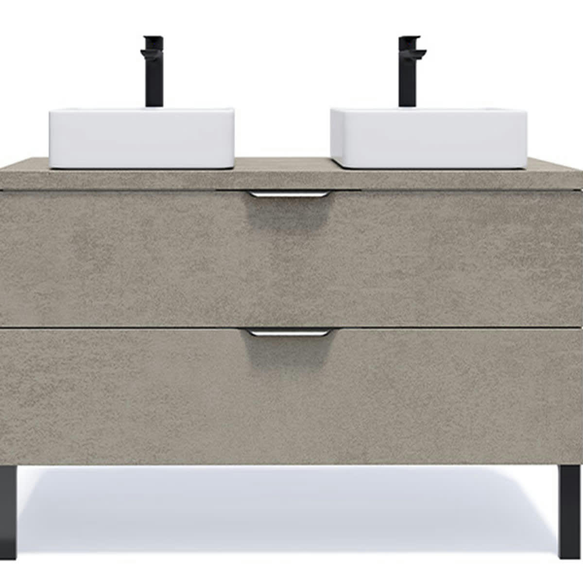 VENICE - Meuble salle de bain 2 vasques posées 120cm 2 tiroirs Béton
