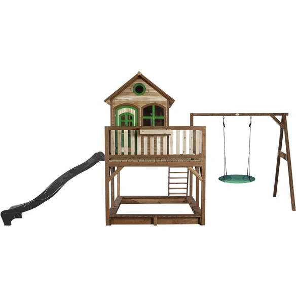 Kinderspielhaus »Liam«, BxHxT: 613 x 291 x 277 cm, Holz, braun/grün/grau