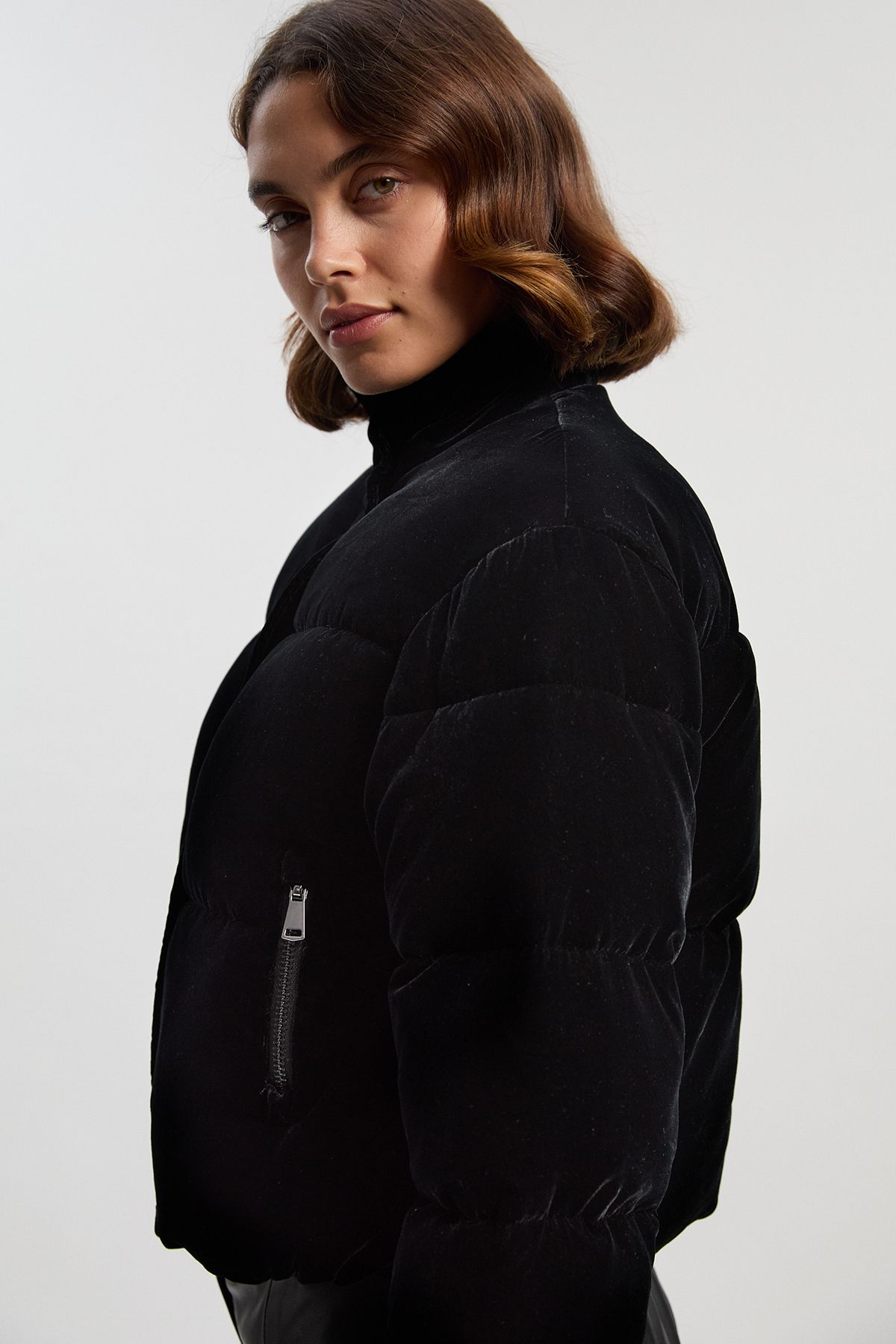 KarenMillen Padded Velvet Short Coat