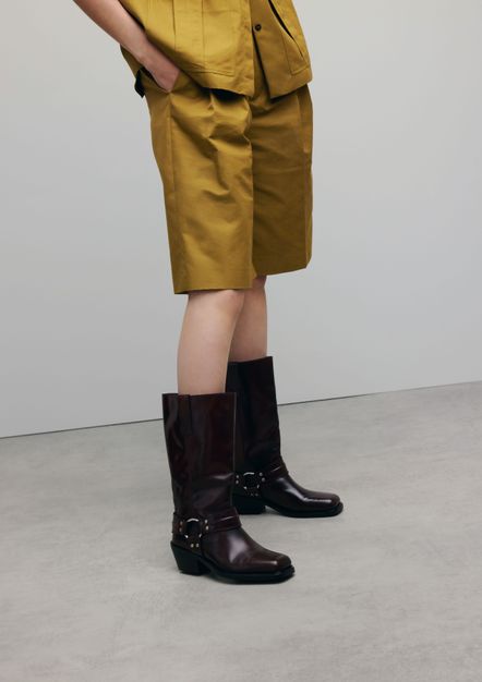 Burgundy leren biker boots