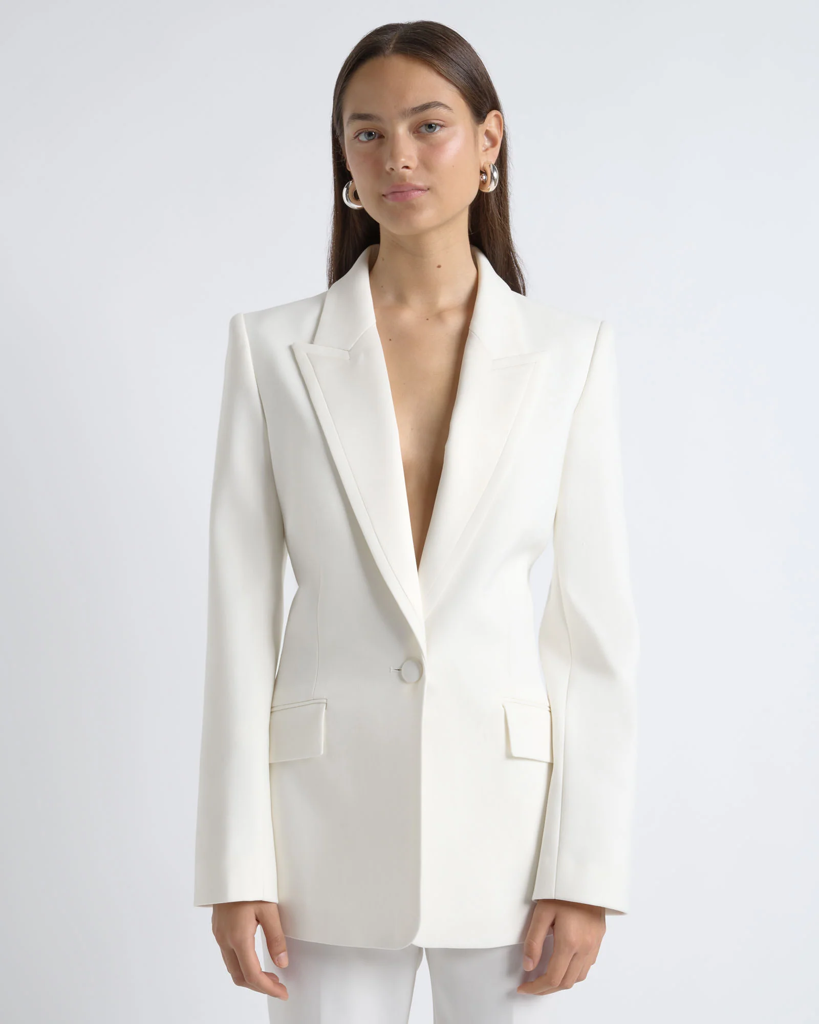 Single Breasted Satin Lapel Blazer