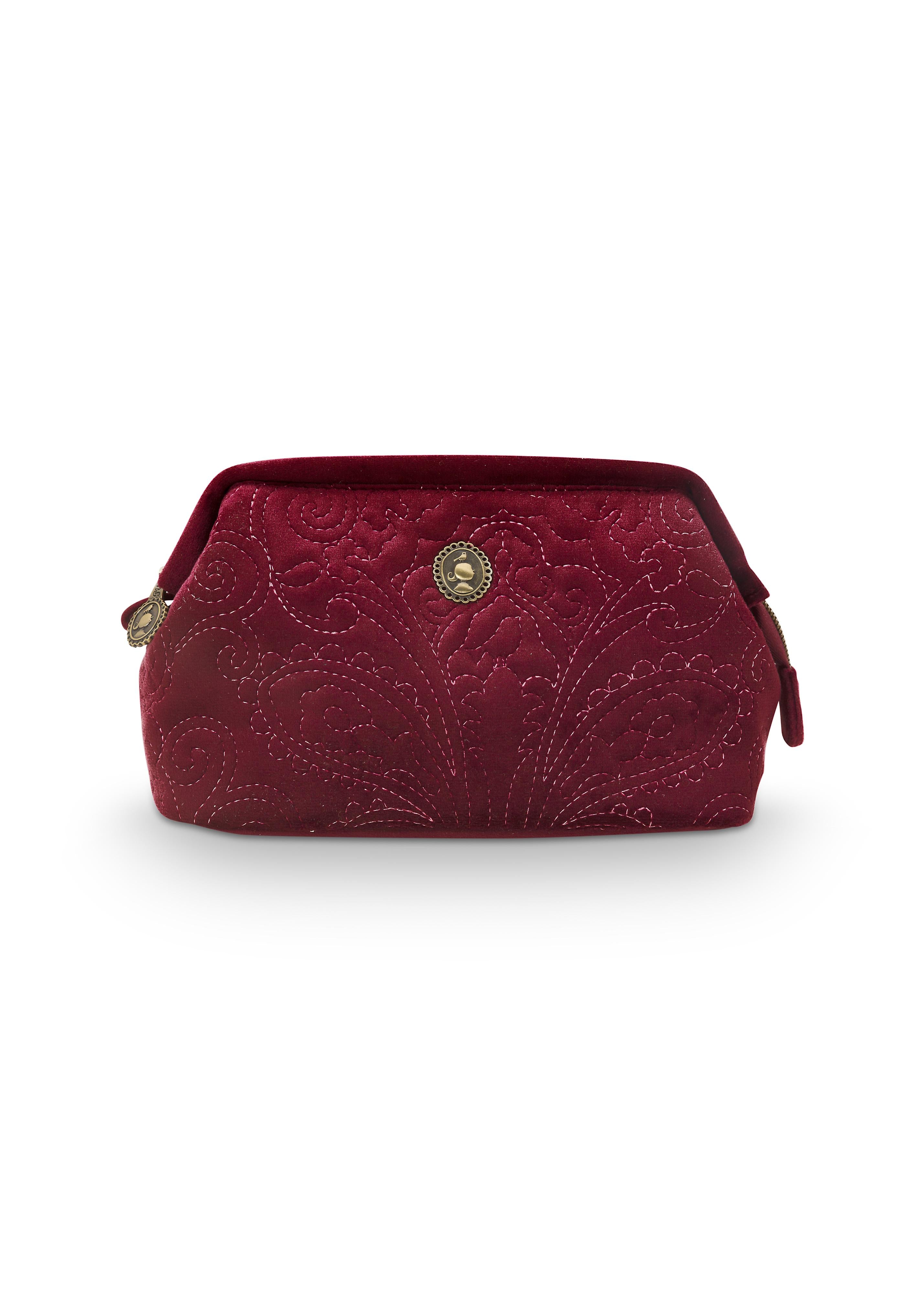 Pip Studio - Cooper Make up tasje - Velvet Quiltey Days - Rood - 22.5x9.5x15cm