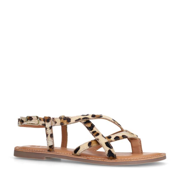 Leopard sandalen met gekruiste bandjes