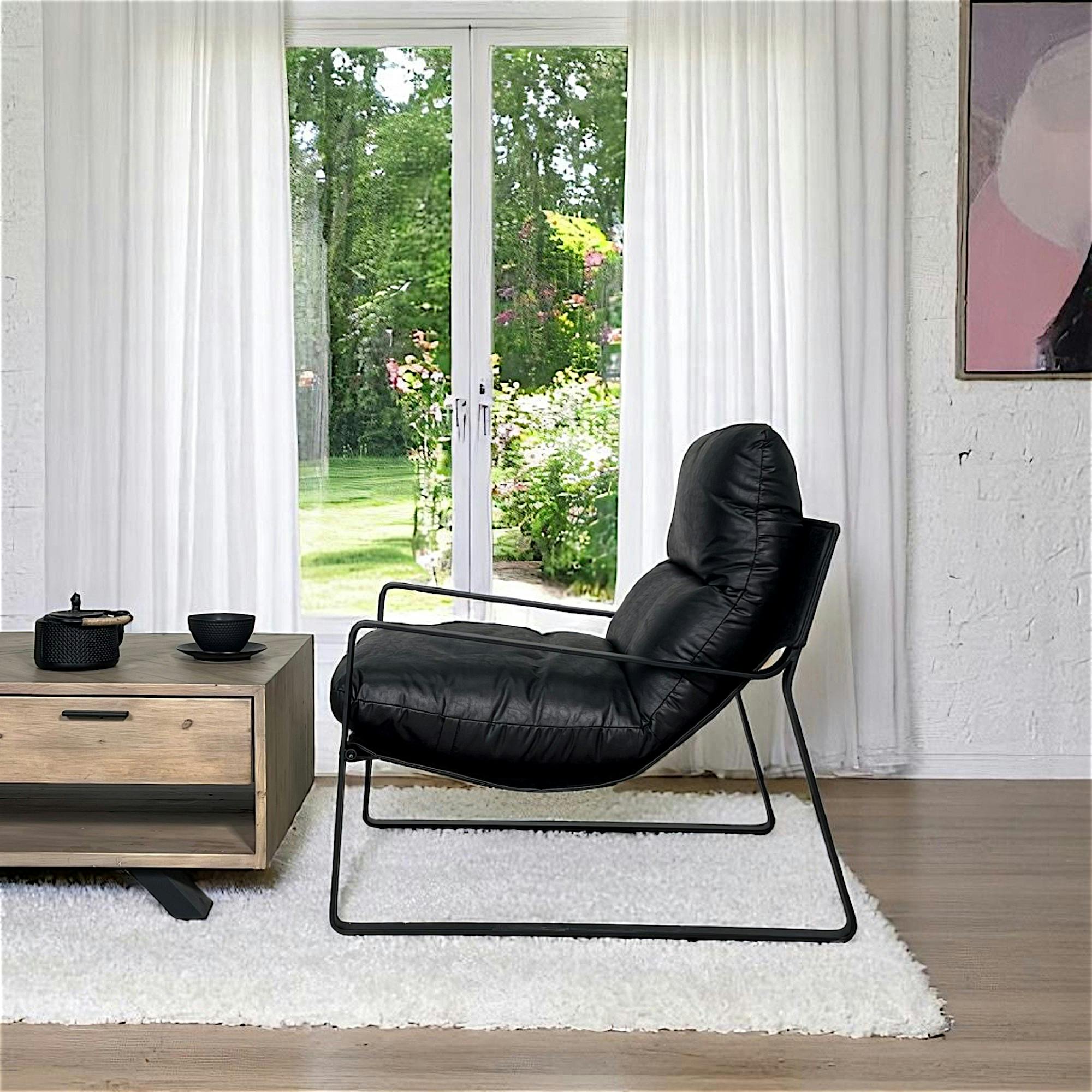 Fauteuil design tissu anthracite et métal EPIKA