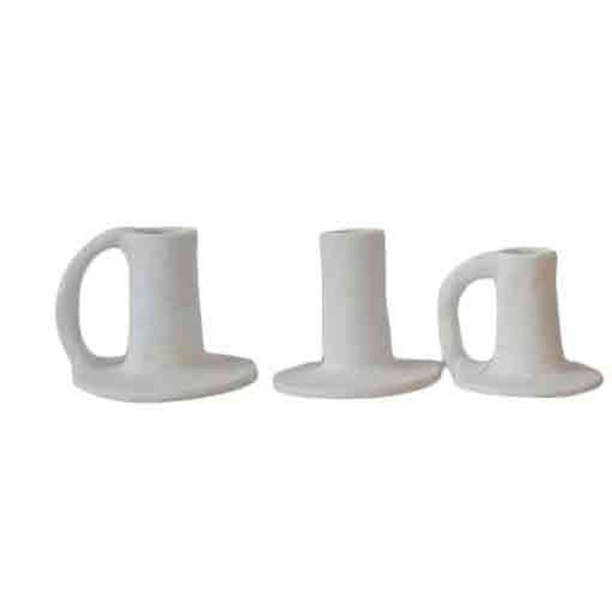 - Set de 3 bougeoirs en terre cuite