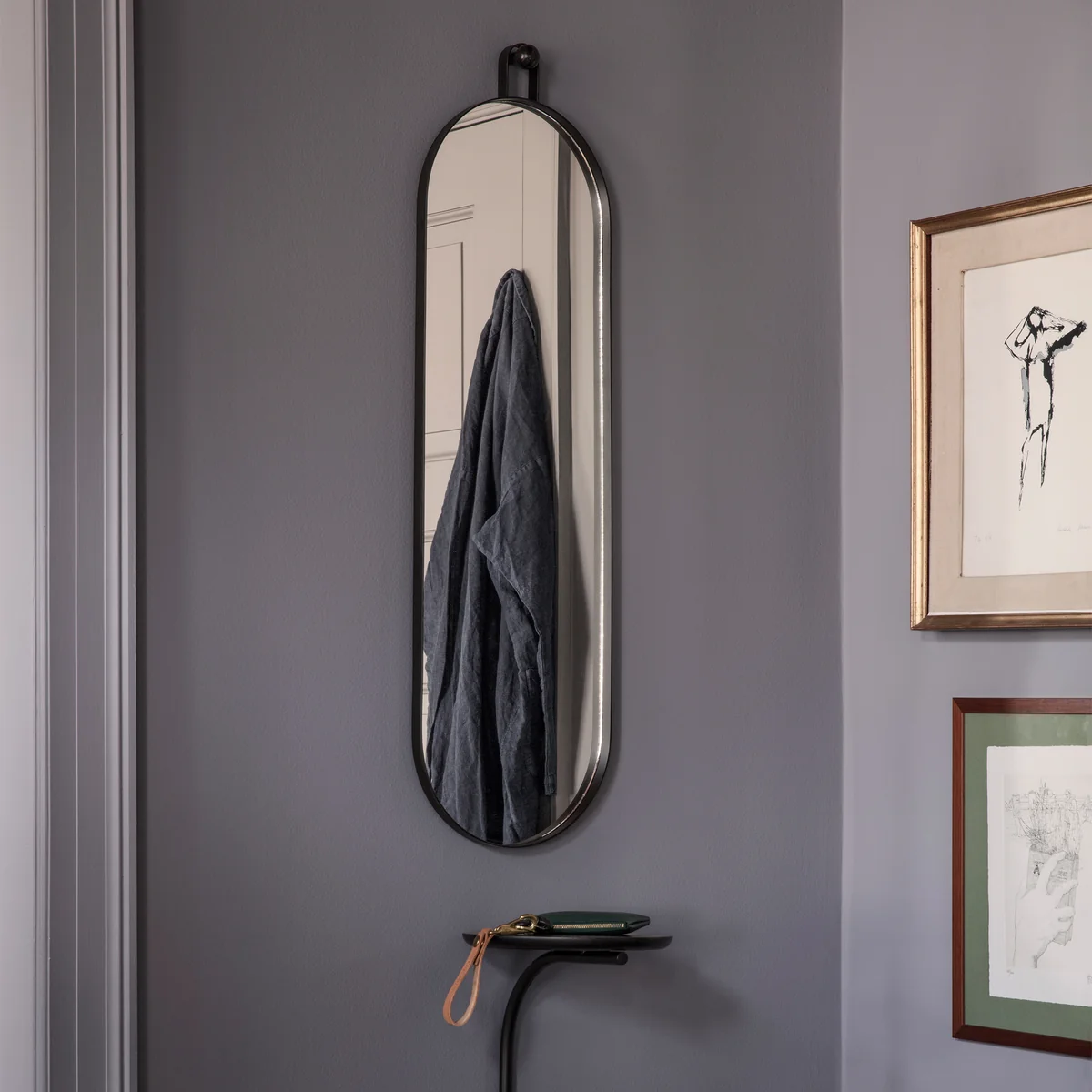 Ferm Living - Poise Oval Spiegel, 98,9 x 28,3 cm, schwarz