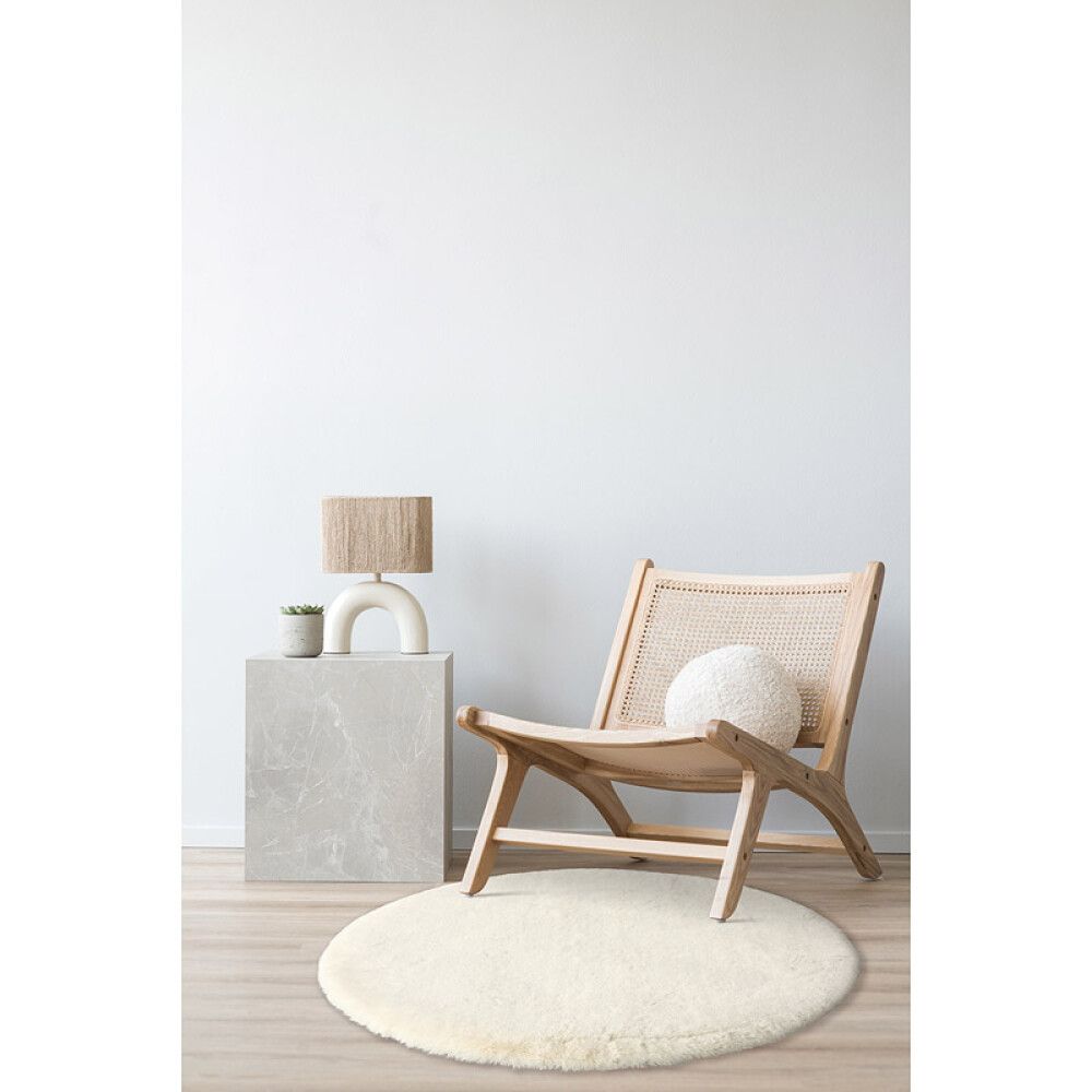 GULVTEPPE PREMIUM Ø80CM NATURHVIT