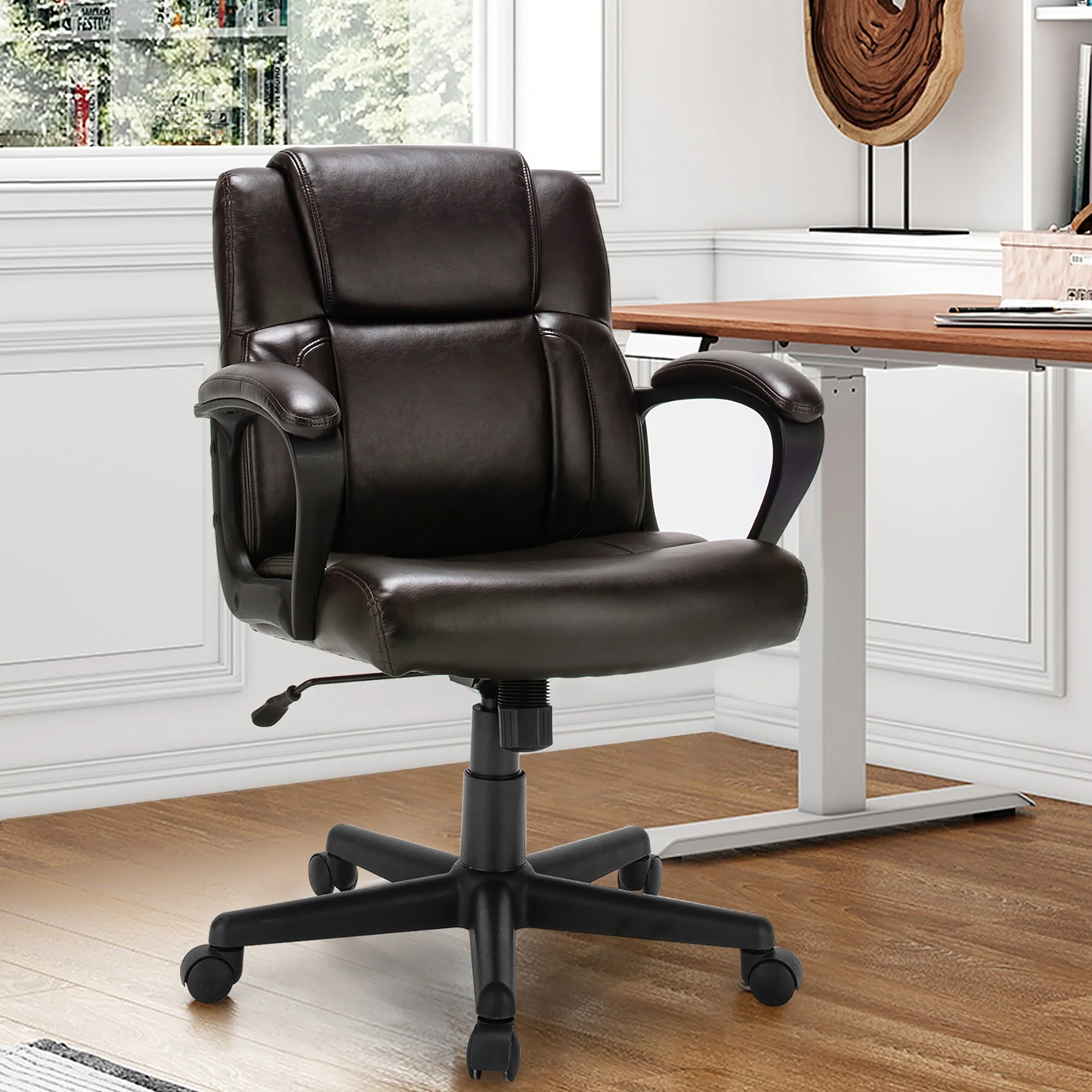 Costway Executive Leather Office Chair Adjustable Computer Desk Chair - See Details