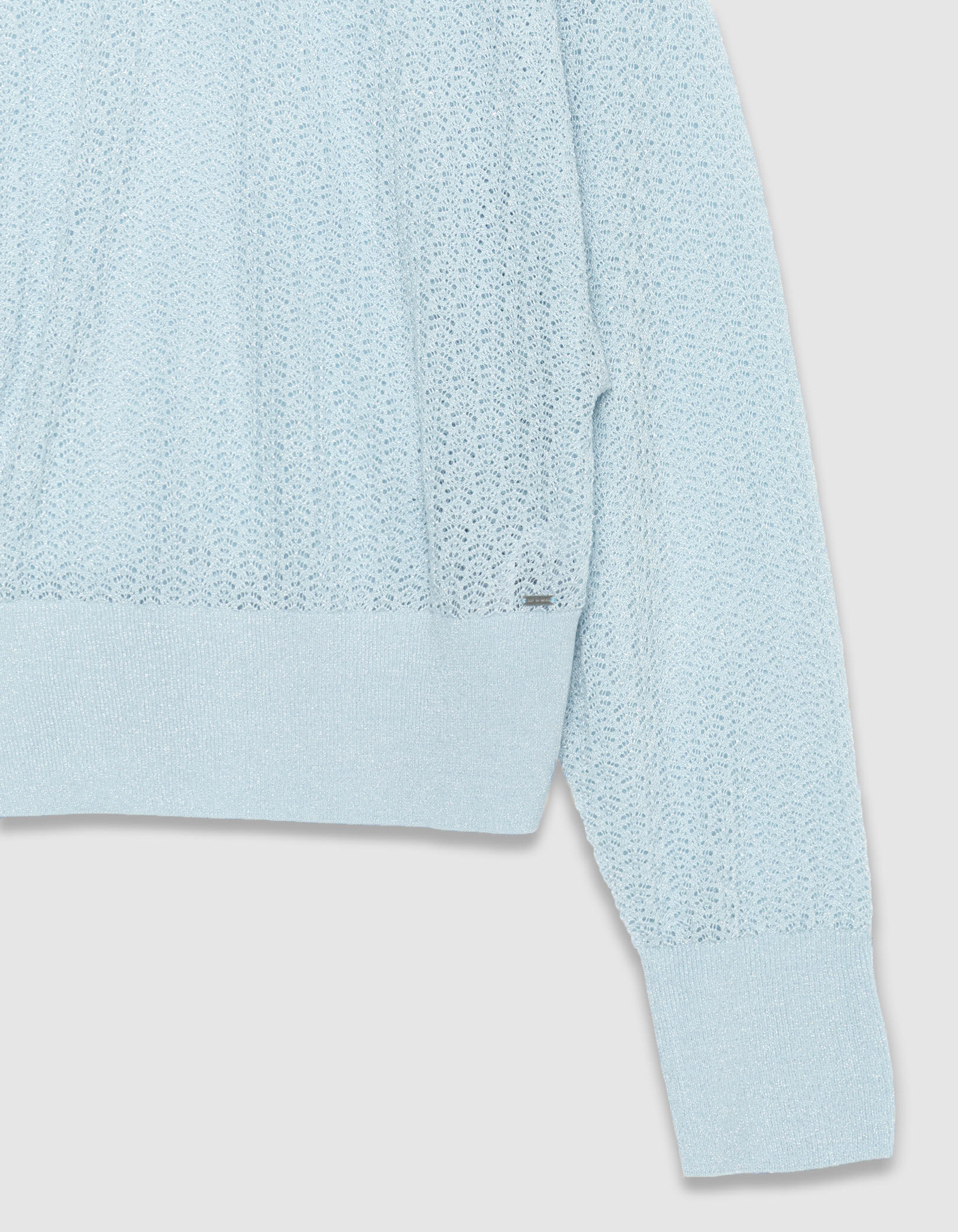 Pull chic beige tricot fantaisie pailleté ajouré Femme