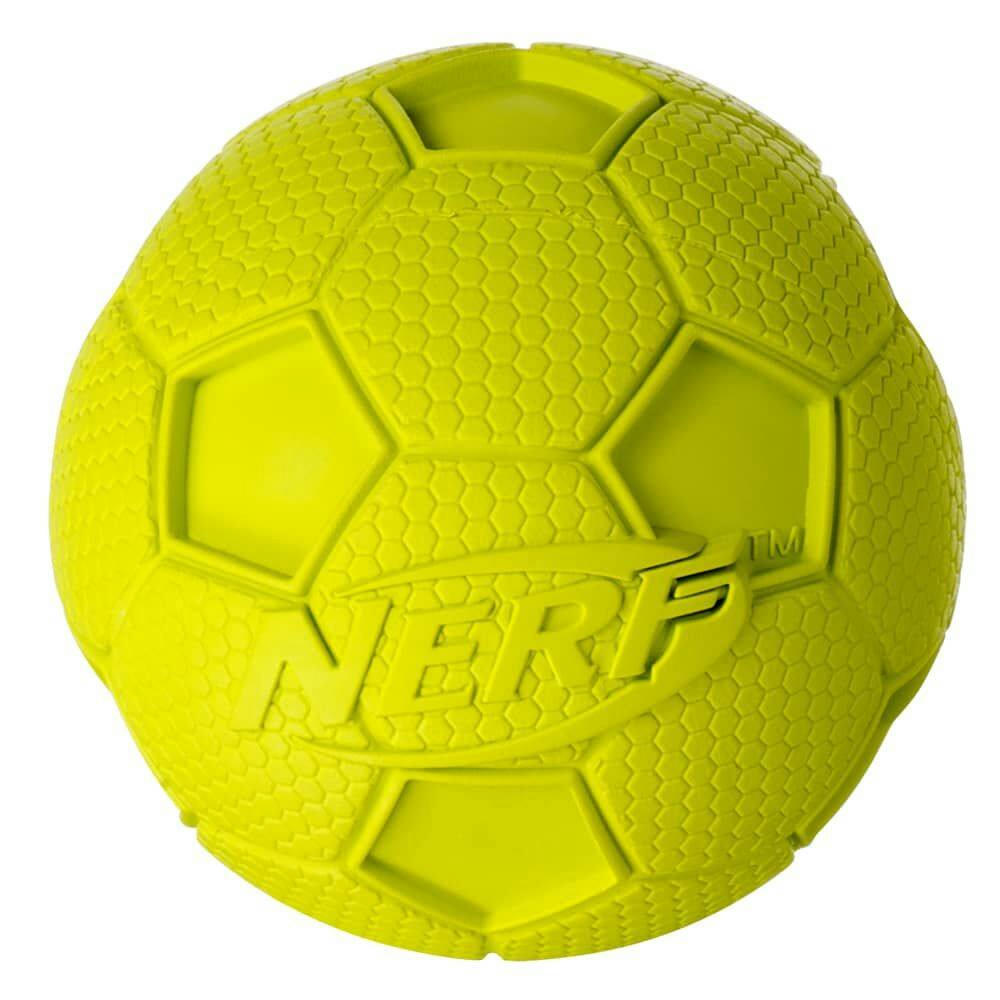 NerfDog Crunch and Squeak Rubber Football Dog Toy, Medium/Large, Green