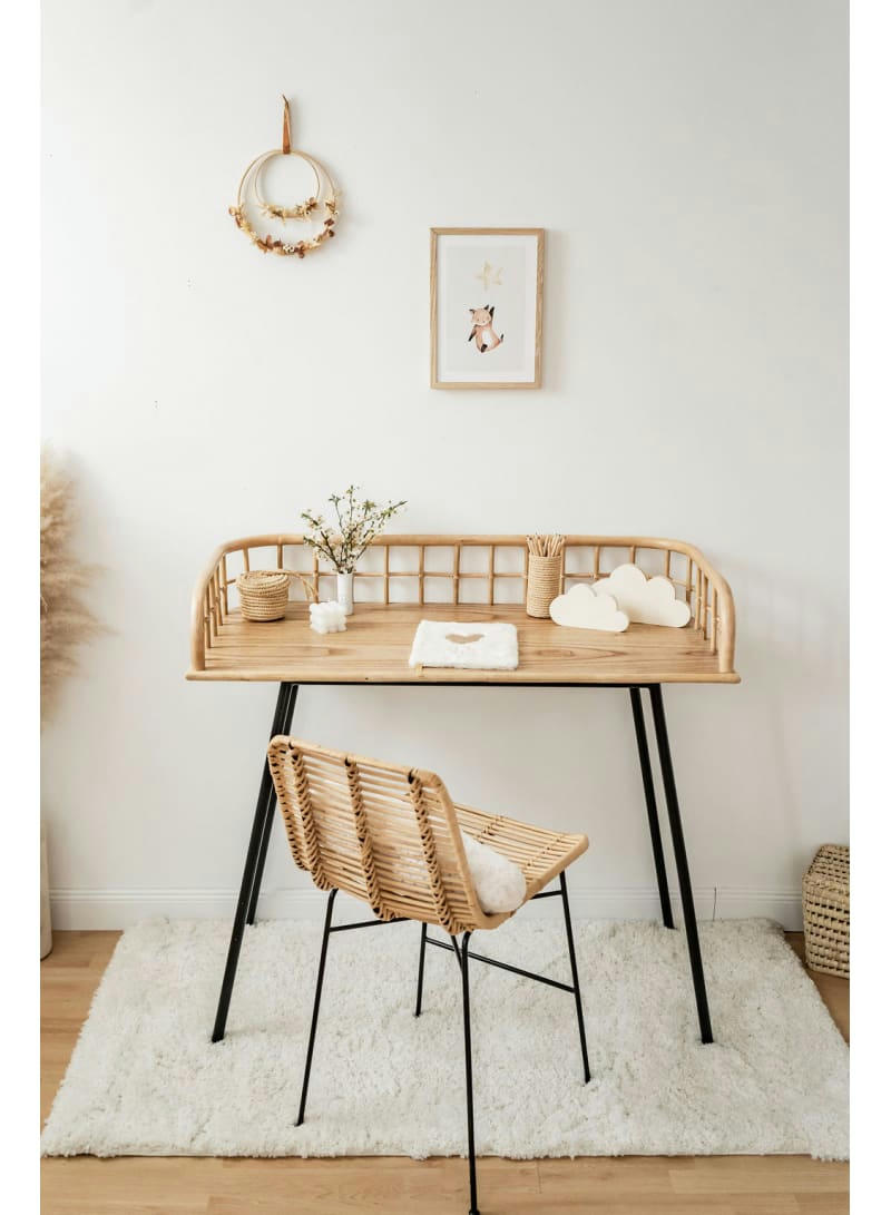 JAVA - Bureau en rotin et métal