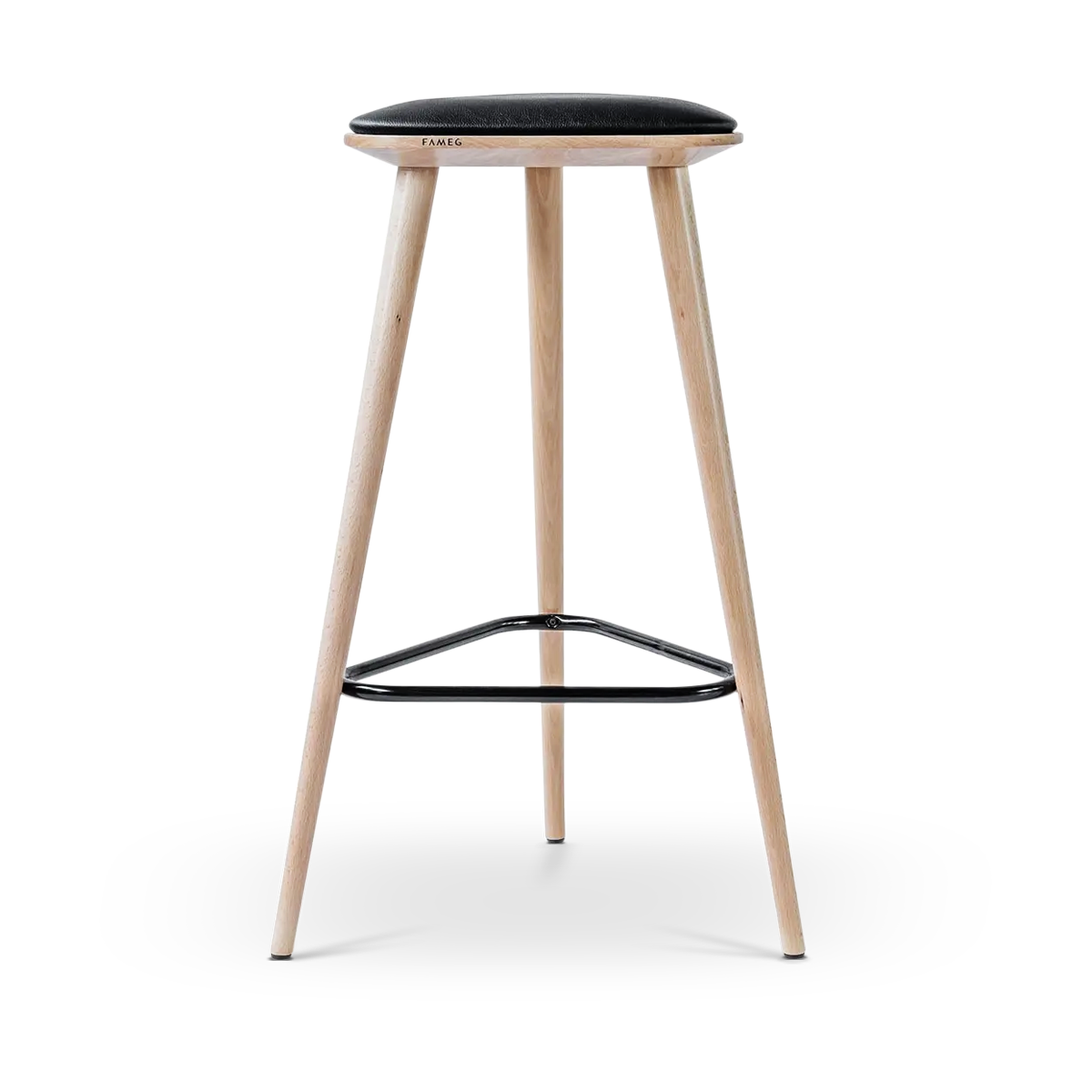 Fameg Finn houten barkruk whitewash met zitkussen - 78 cm
