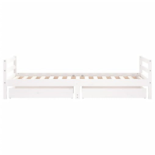 NNEVL Kids Bed Frame with Drawers White 90x190 cm Solid Wood Pine