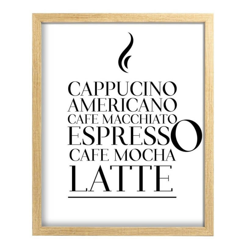 CAFÉ - Image encadrée baguette en bois FSC recyclable 30x40