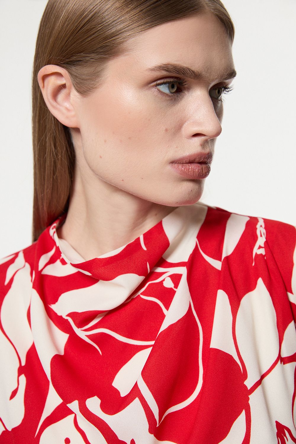 KarenMillen Printed Woven High Neck Blouse