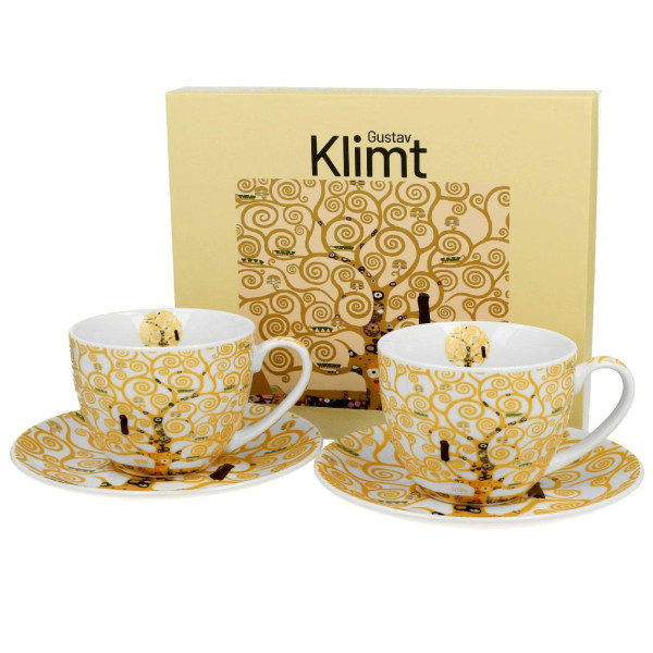 Zestaw 2 filiżanek Klimt Ecru Tree Of Life 250 ml do Kawy Herbaty