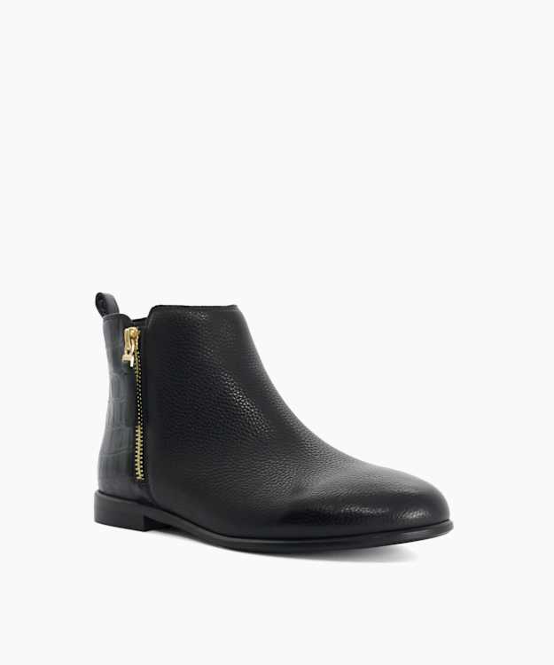 Pandya Black - Leather-Trim Ankle Boots