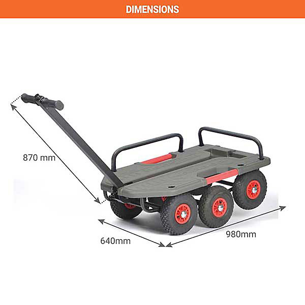 Chariot tout terrain avec 3 ridelles - Roues pneumatiques - Charge max 250kg - M-SUPERHOND-LB-RID