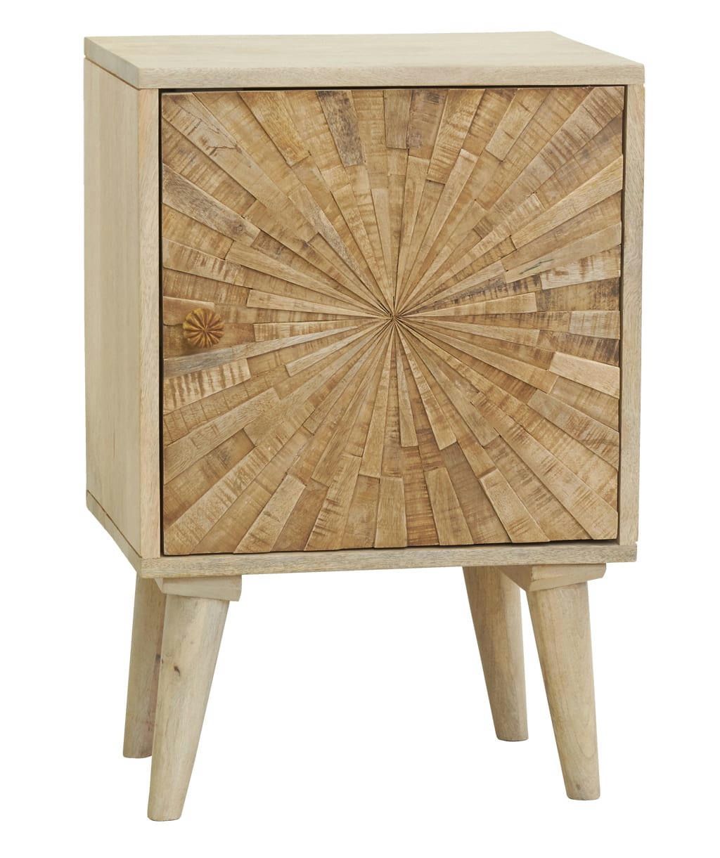 - Table de nuit en manguier sculpté sunrise