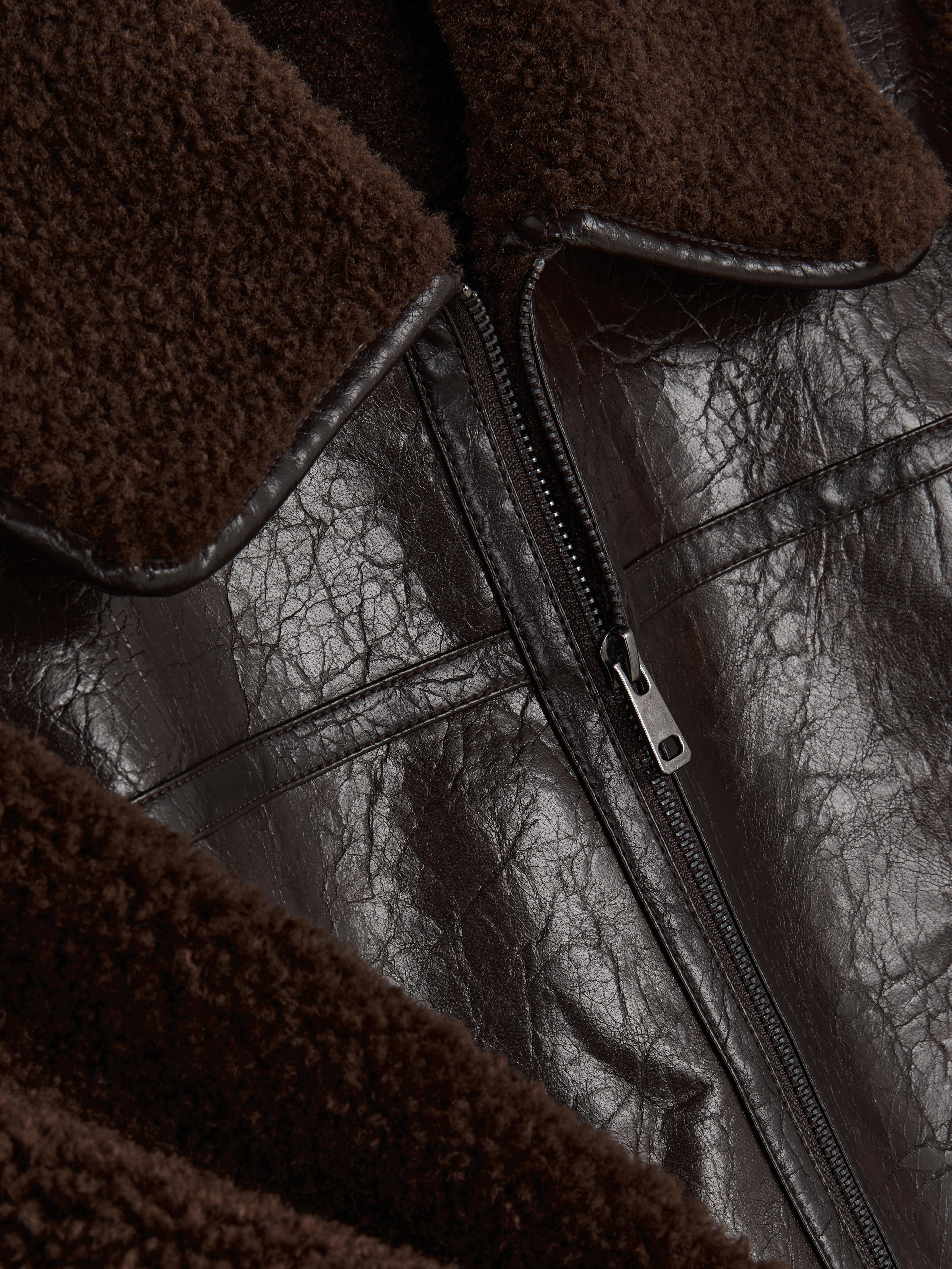 Paula Echevarría Faux Leather Aviator Jacket