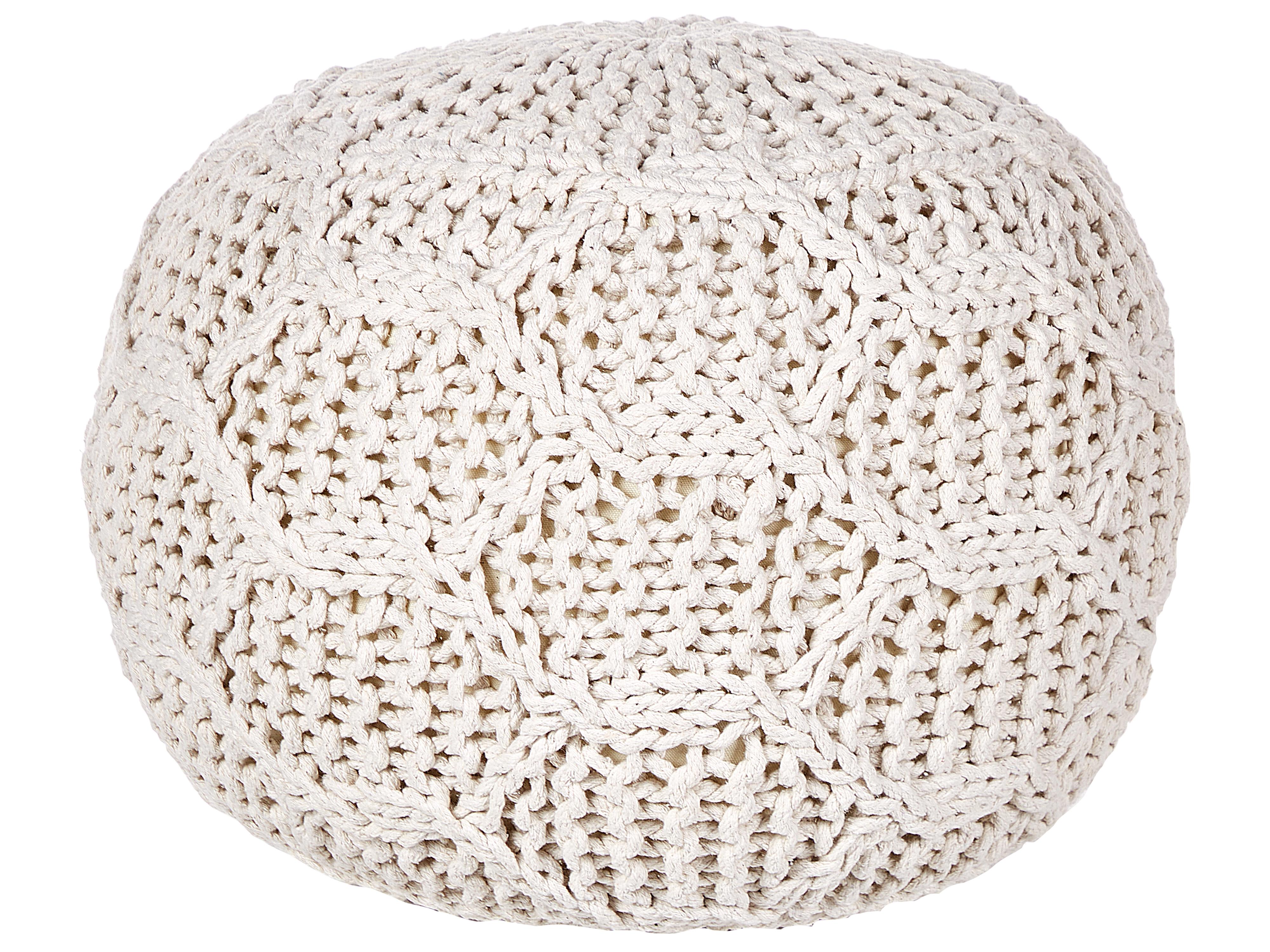 Pouffe Macram�� TRIMAN Cotton Light Beige
