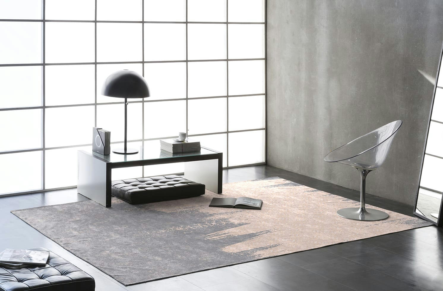 LEVEN - Tapis décoratif en coton en impression digital gris 200x290 cm