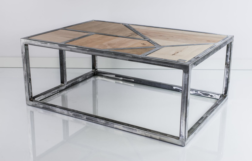 Emra Wood SKD-2 stolik kawowy drewno stal industrialna