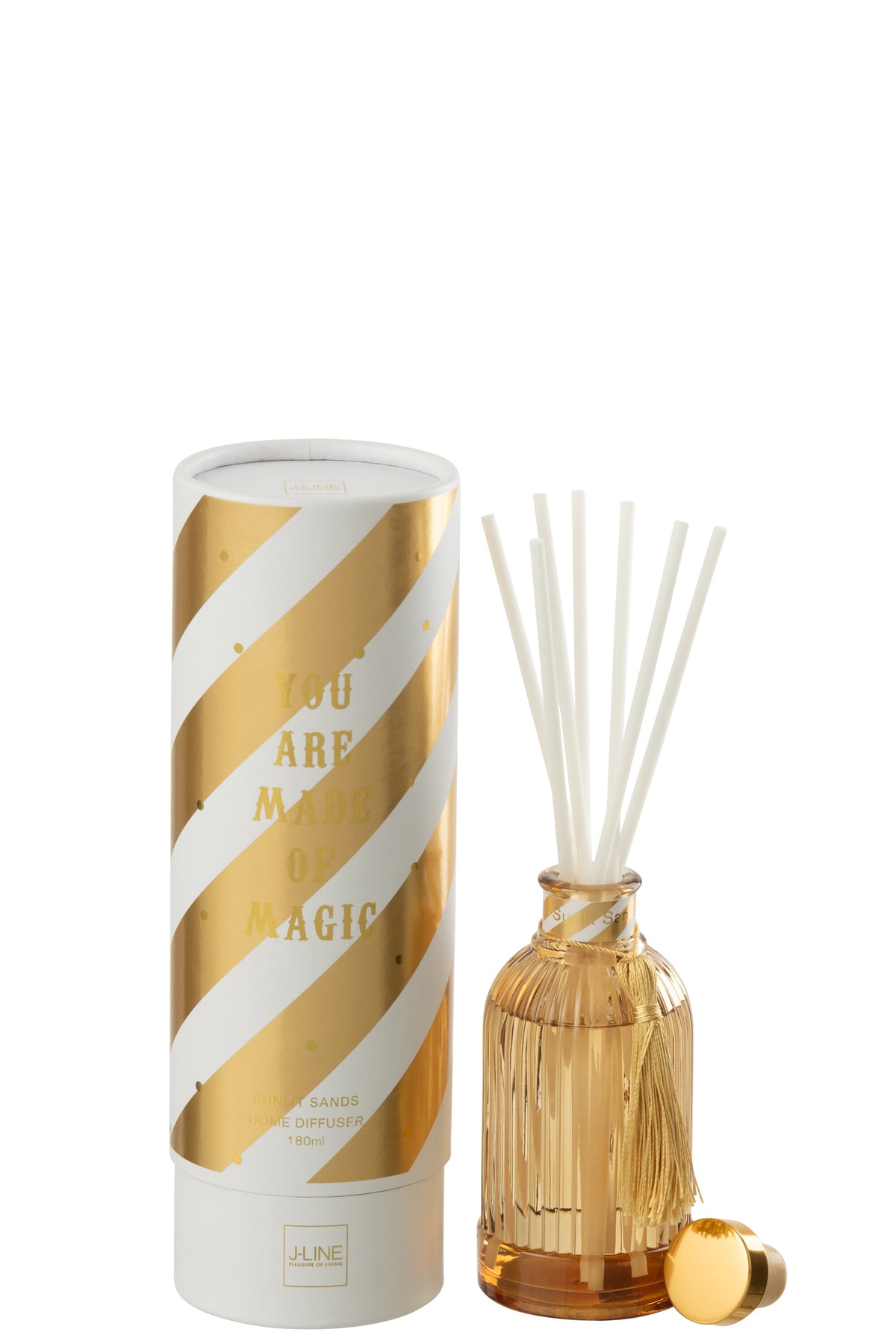 J-Line geurstokjes Magic - Sunlit Sands - glas - wit/goud - small