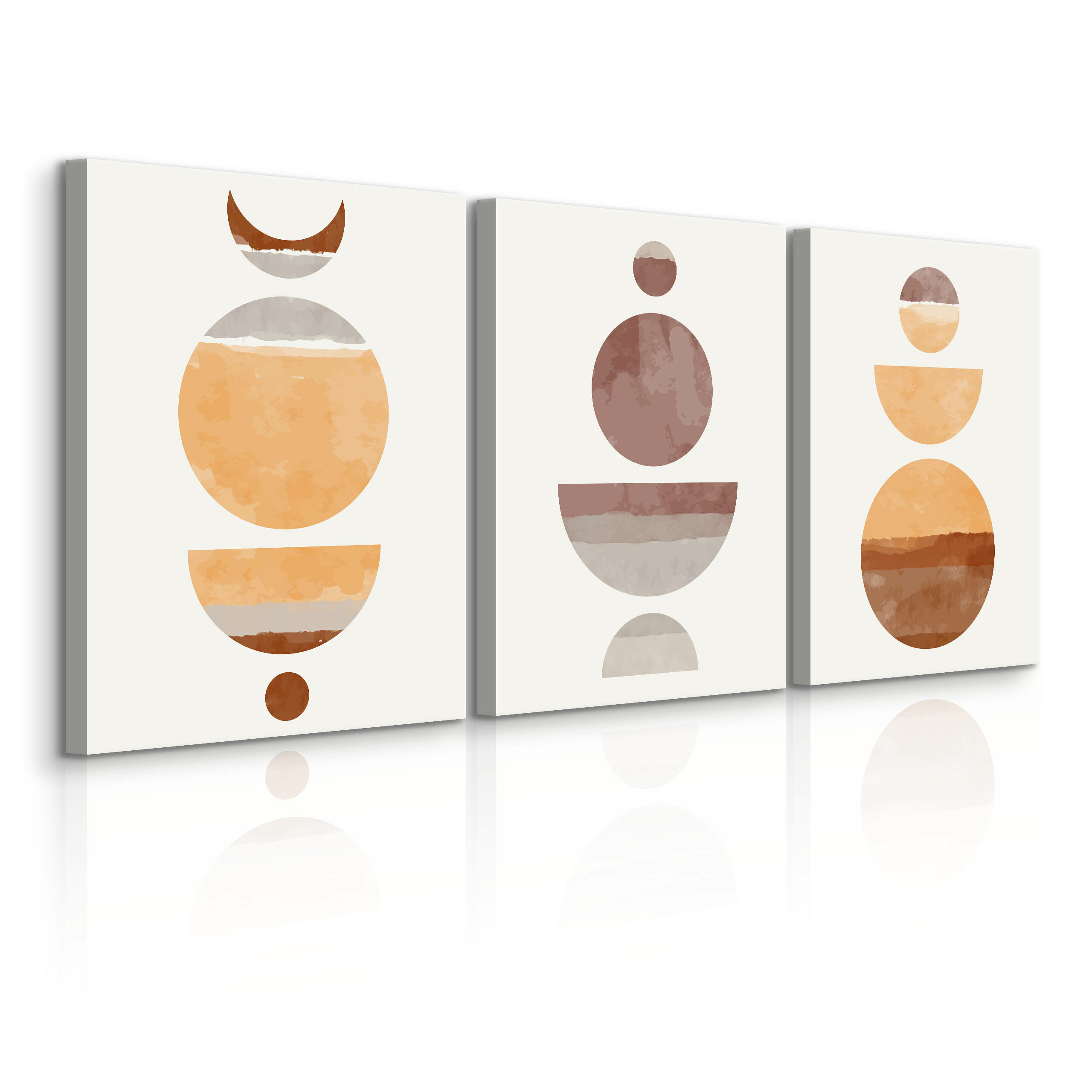 OBRAZY SET ABSTRAKCJA BOHO KSZTAŁTY GEOMETRYCZNE 90x40cm
