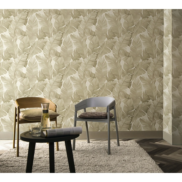 Vliestapete »Avalon«, Blätter, Blumen, beige