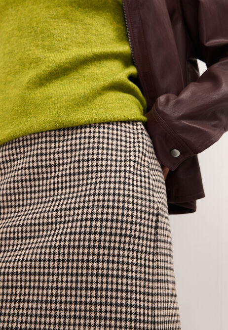 Womens Brown Check Pull On Mini Skirt