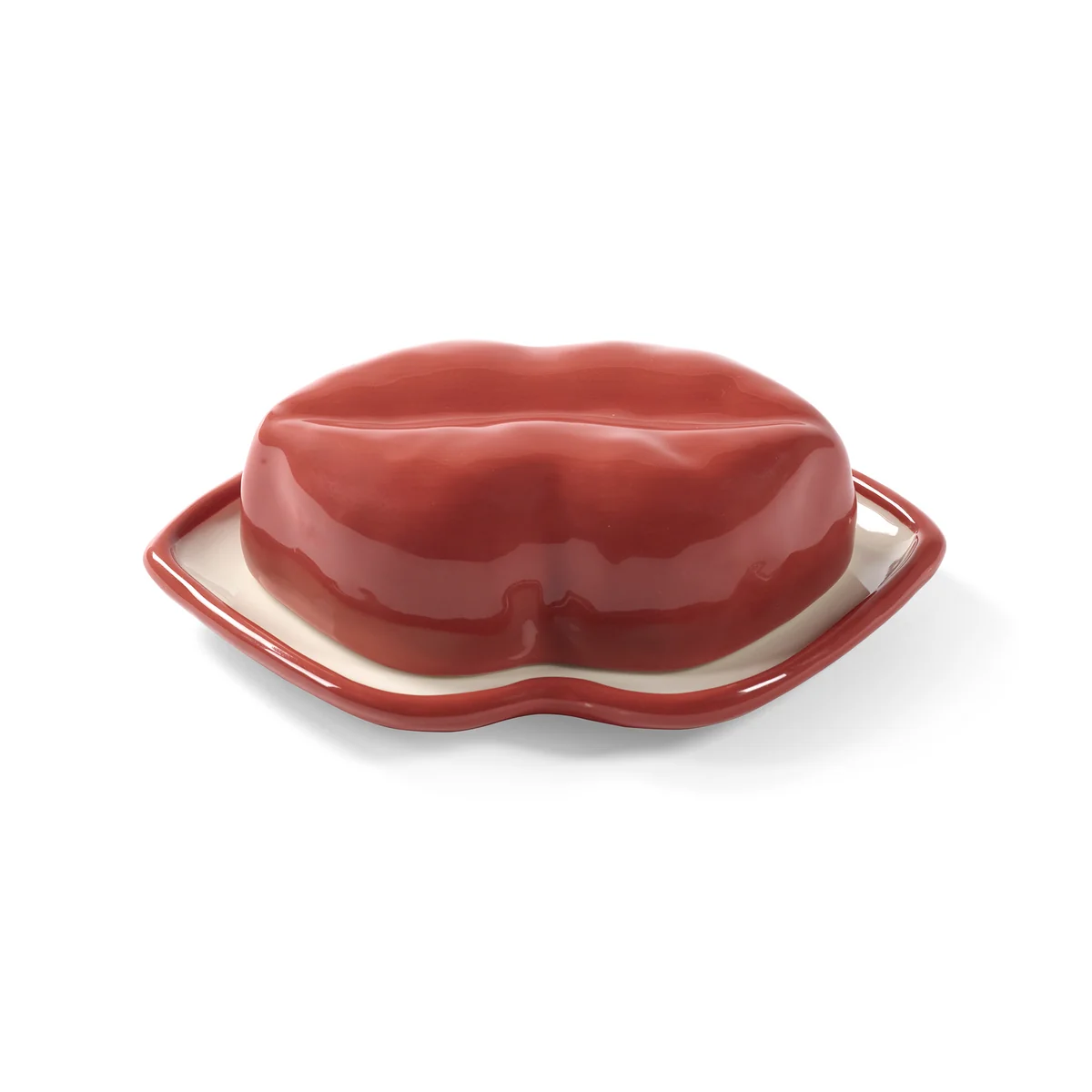 Serax - Les Objets Mouleversants Lips Schale mit Deckel, rot / weiß
