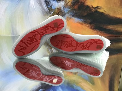 Christian Louboutin White Embossed “LoubinTheSky” Leather Lou Spikes 2 High-Top Sneakers