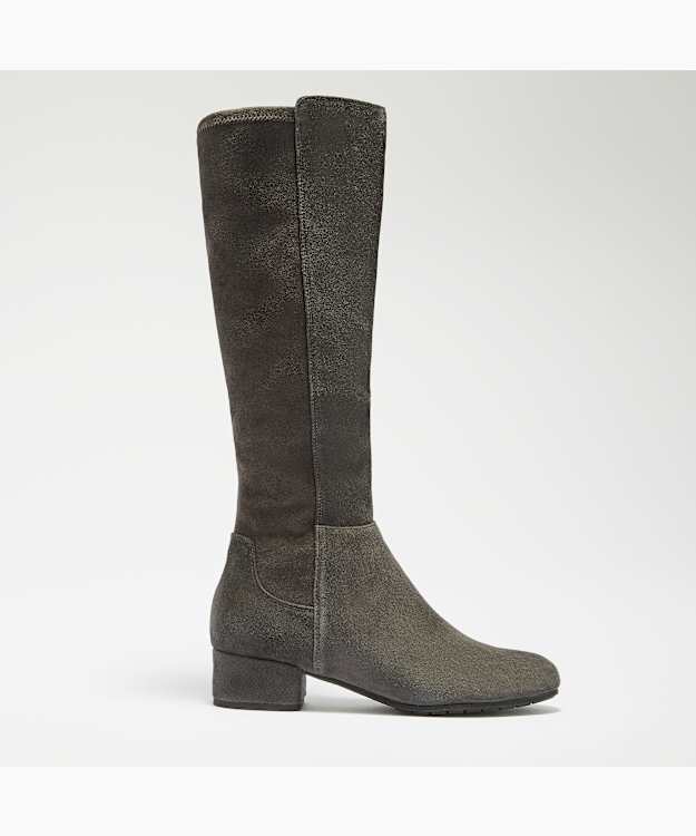 Tayla Dark Grey - Stretch Knee-High Boots