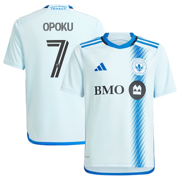 Kwadwo Opoku CF Montreal adidas Youth 2024 La Main Replica Player Jersey – Light Blue