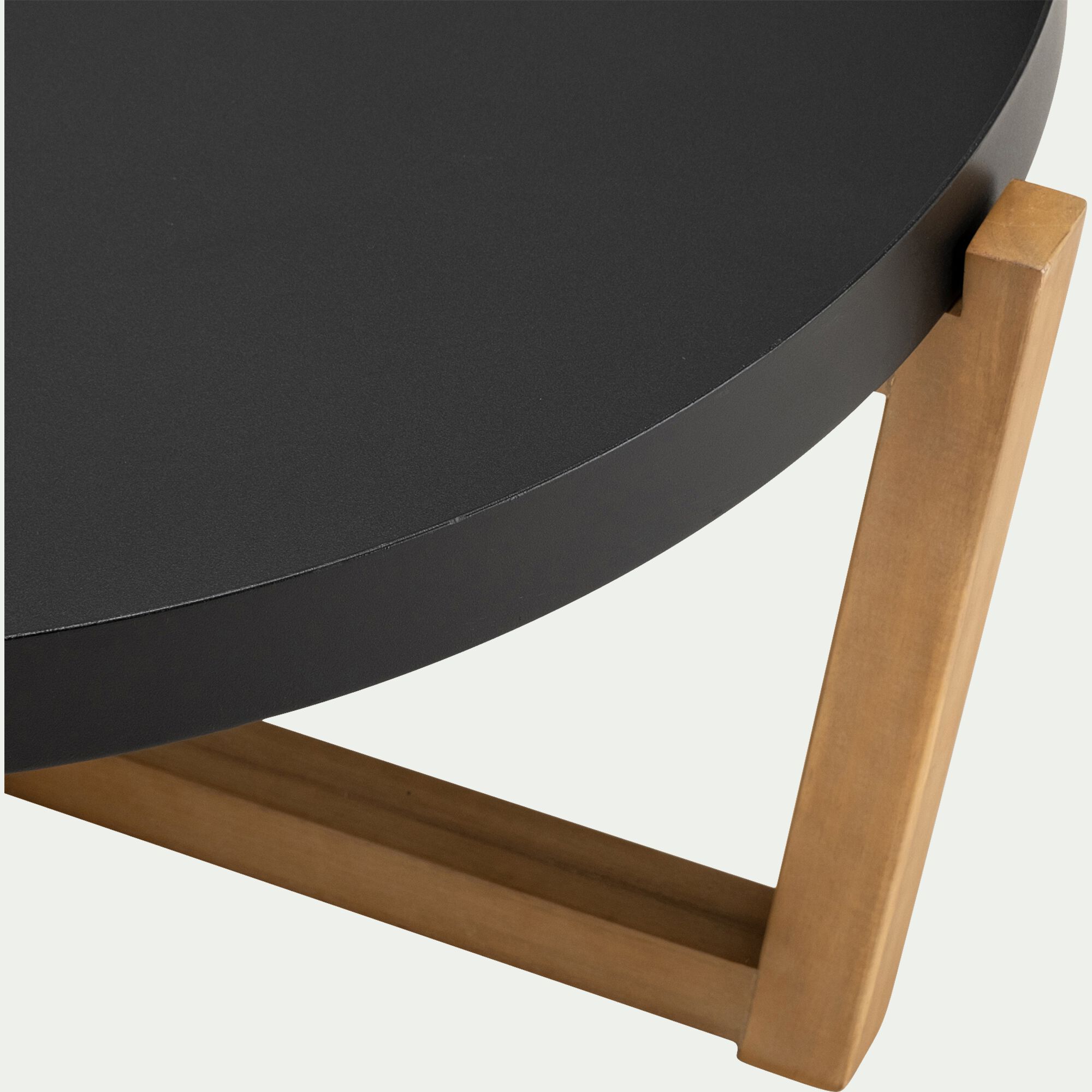 BLAYEUL - Table basse de jardin en acier et acacia - noir