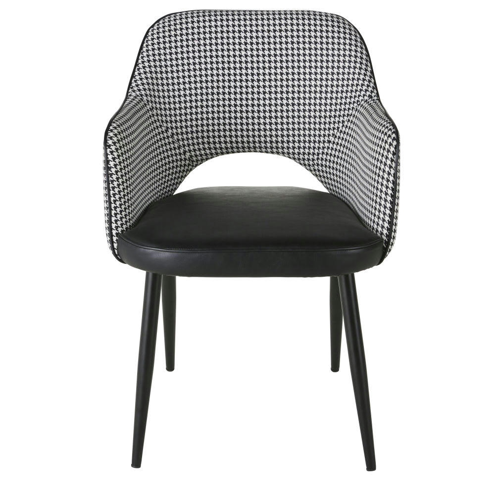 Sacha Business - Fauteuil professionnel en métal noir motif pied de poule