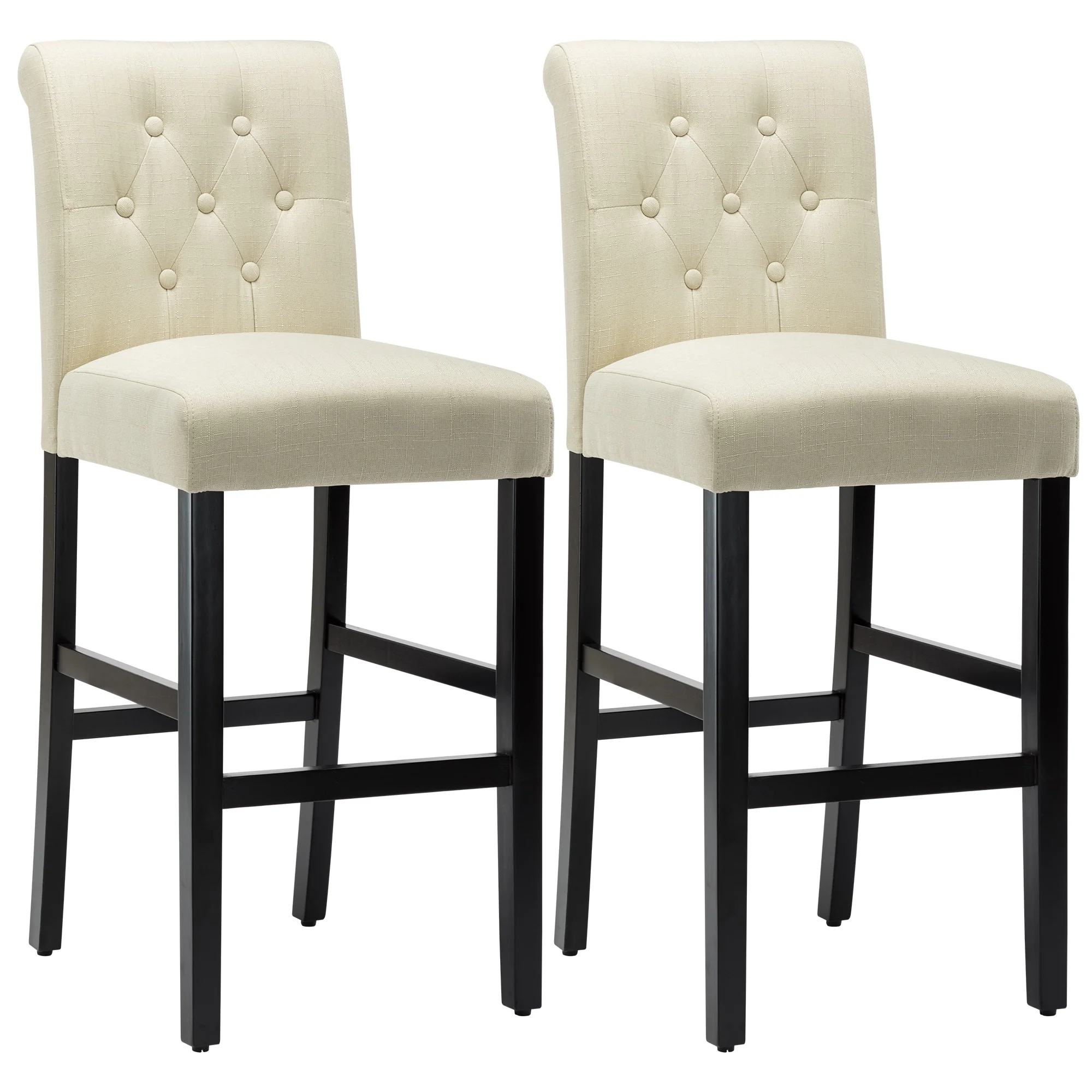 28 Inches Barstools Upholstered Bar Stools Pub Chairs with Button Tufted Back set of 2