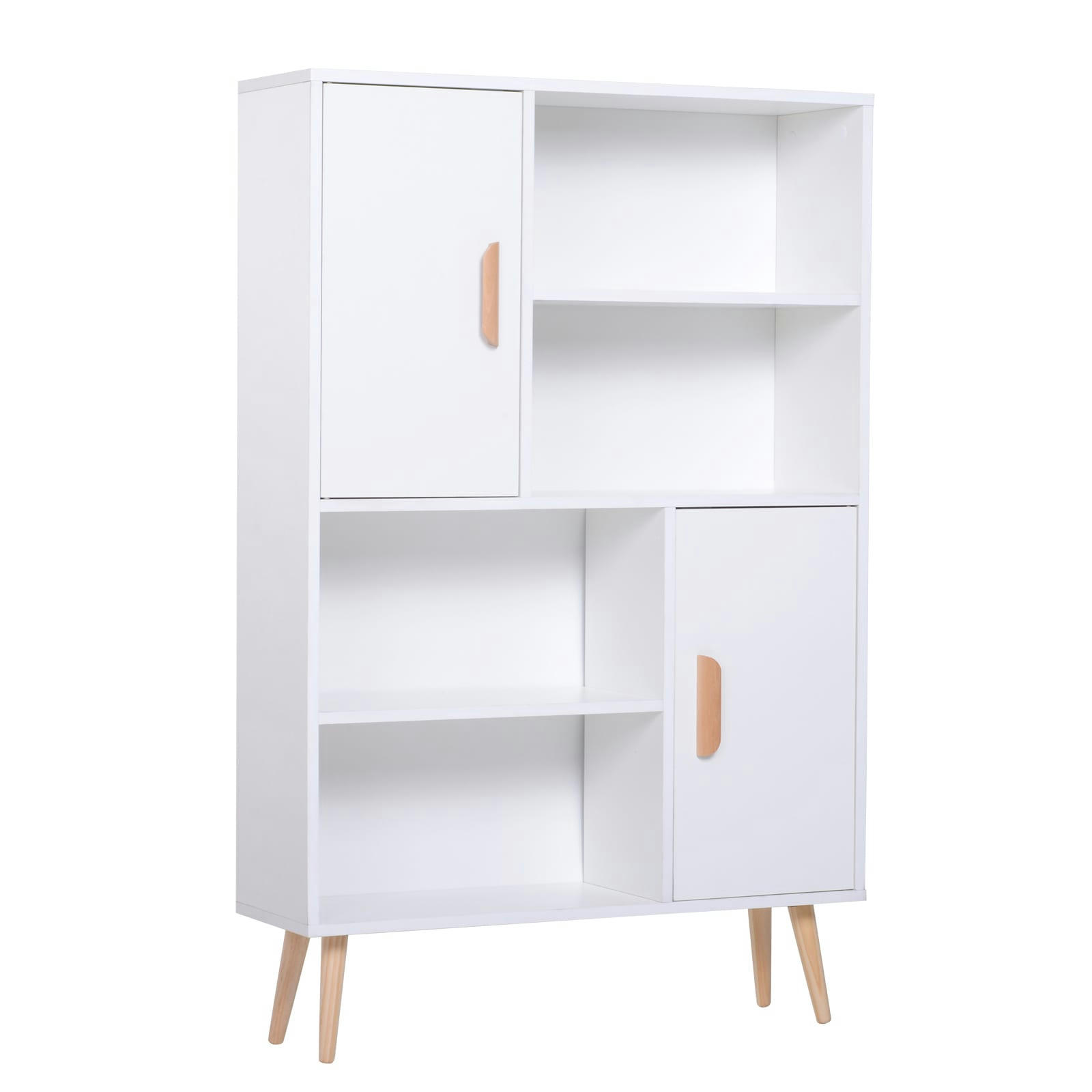 - Bibliothèque scandinave 4 niches et 2 placards blanc